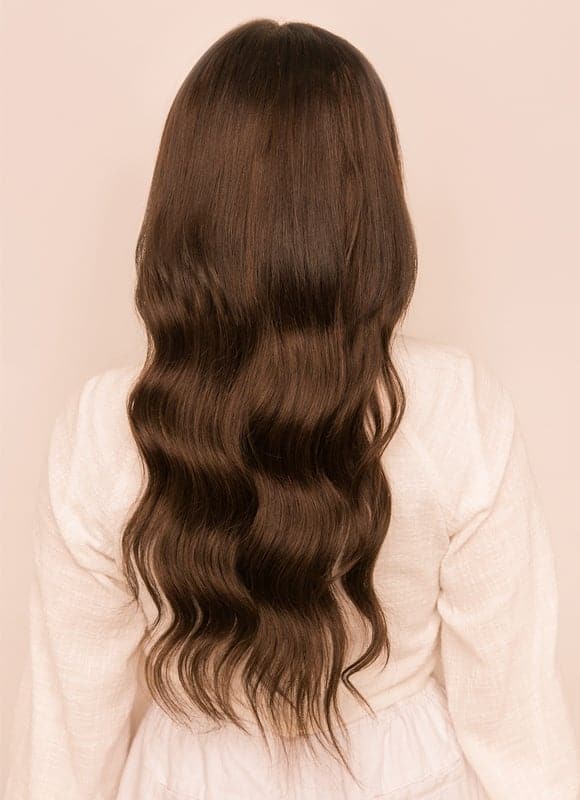 20-inch Long Seamless Clip-in Hair Extensions, Color 1C Mocha Brown