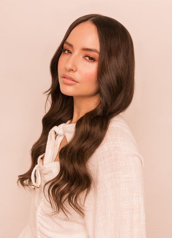 20-inch Long Seamless Clip-in Hair Extensions, Color 1C Mocha Brown
