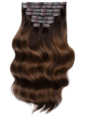 Extensions à clip sans couture de 20 pouces, balayage mocha et marron moyen