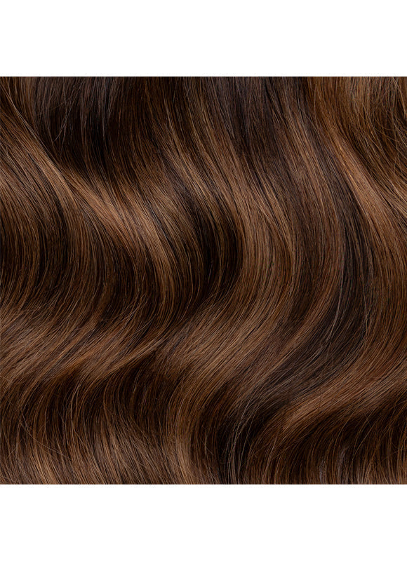 Extensions à clip sans couture de 20 pouces, balayage mocha et marron moyen
