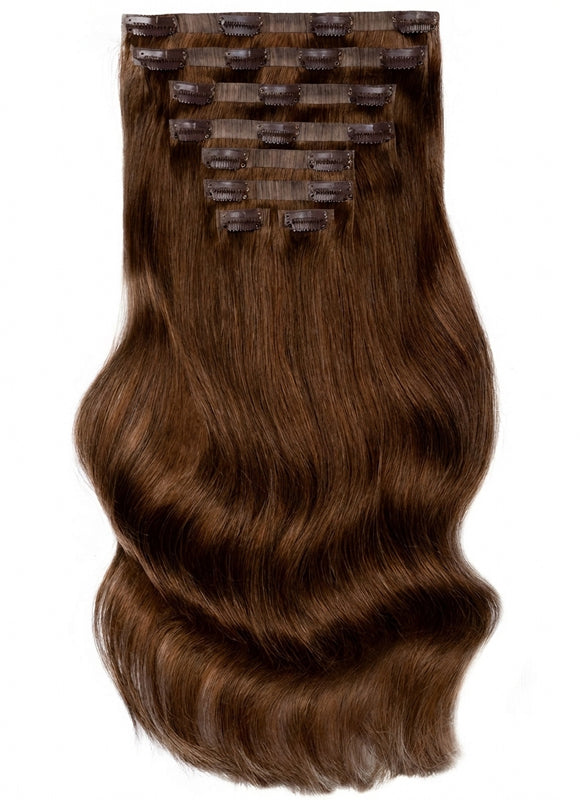 20 Inch Long Seamless Clip-in Hair Extensions, Color 2 Dark Brown